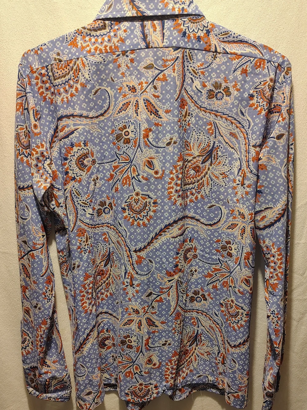 Lucien Piccard 1970's Men’s Blue Paisley Butterfly Collar Disco Shirt Size M - Picture 7 of 10